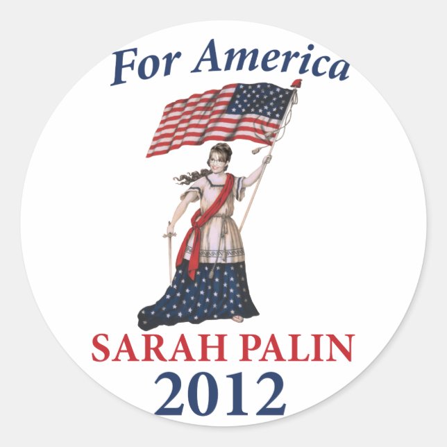 Pegatina Redonda Sarah Palin 2012 (Anverso)