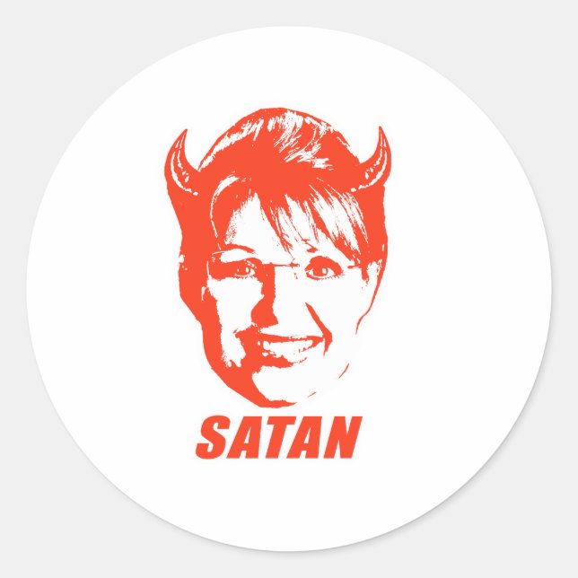 PEGATINA REDONDA SARAH SATAN (Anverso)