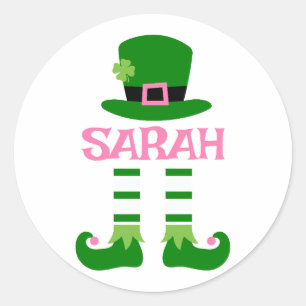 Pegatina Redonda Sarah St. Patrick's Day Shirt personalizada