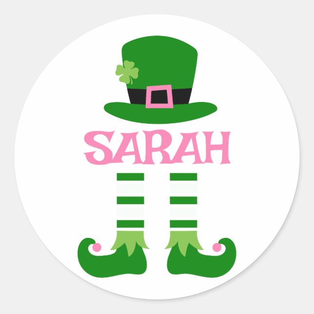 Pegatina Redonda Sarah St. Patrick's Day Shirt personalizada (Anverso)