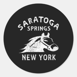 Pegatina Redonda Saratoga Springs Ny Caballo Gráfico Antiguo de Car