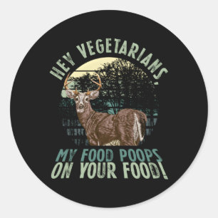 Pegatina Redonda Sarcasmo Carnívoro Carne vegetariana vegetaria