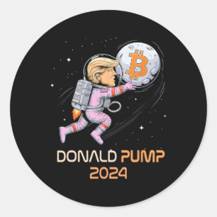 Pegatina Redonda Sarcástica moneda de 2024 de Donald Pump