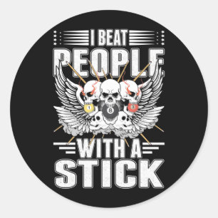 Pegatina Redonda Sarcástico Billiard Snooker Cue Jugador de Piscin