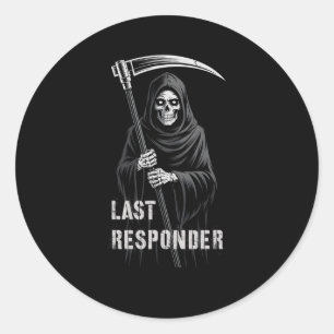 Pegatina Redonda Sarcástico Primer Respuestas Grim Reaper Emt Ems