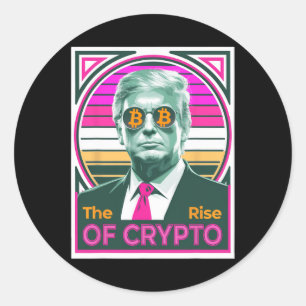 Pegatina Redonda Sarcástico Trump El Aumento De Crypto Bitcoin King
