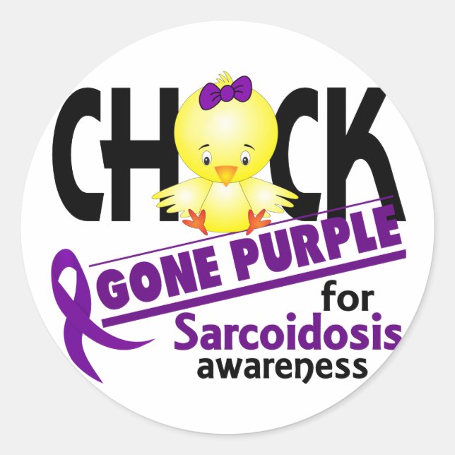 Pegatina Redonda Sarcoidosis Chick Gone Gone Purple 2 (Anverso)
