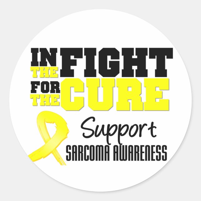 Pegatina Redonda Sarcoma En La Lucha Por La Cura (Anverso)