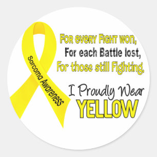 Pegatina Redonda Sarcoma Yo Uso con orgullo Amarillo 1