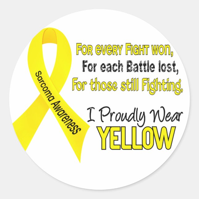 Pegatina Redonda Sarcoma Yo Uso con orgullo Amarillo 1 (Anverso)