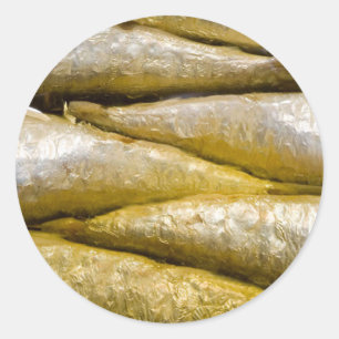 Pegatina Redonda Sardinas en lata