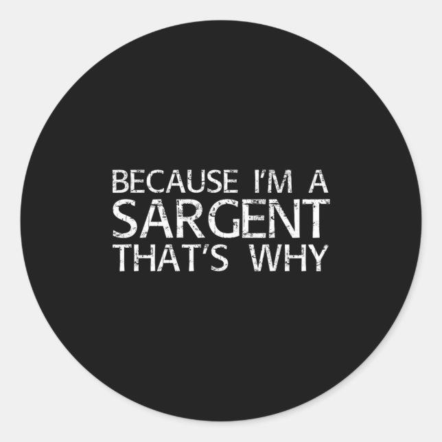 Pegatina Redonda Sargent Gift Funny Surname Family Tree Birthday Re (Anverso)