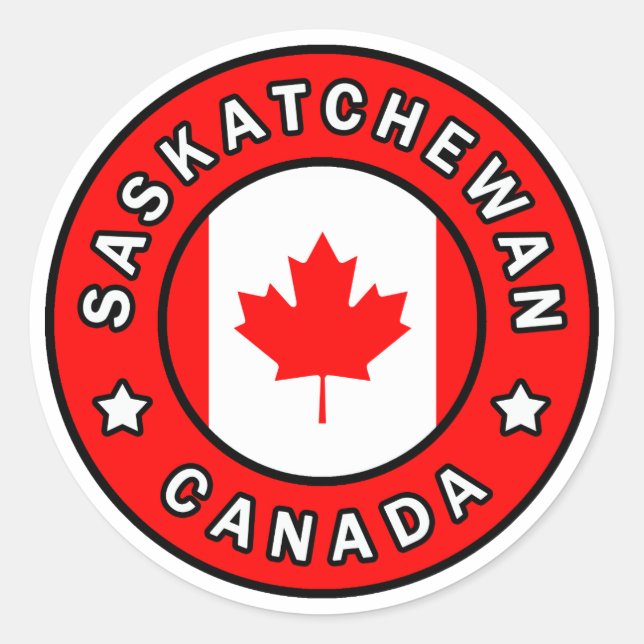 Pegatina Redonda Saskatchewan Canada (Anverso)