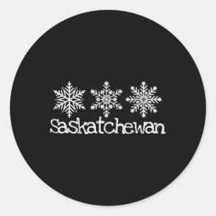 Pegatina Redonda Saskatchewan Canadá Esquí Esquí Esquiador Copos de