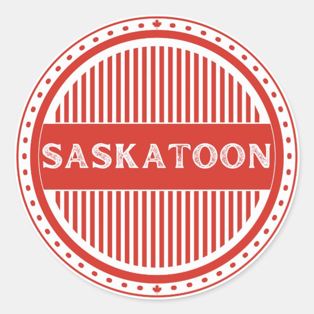 Pegatina Redonda Saskatoon City Pride Emblem – Canadian Identity (Anverso)