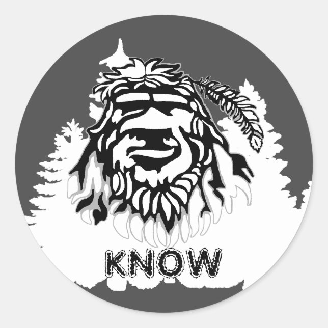 Pegatina Redonda Sasquatch (Anverso)