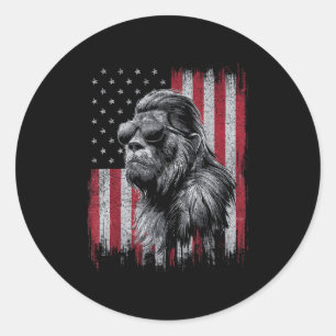 Pegatina Redonda Sasquatch De Pie Grande 4 De Julio Patriótico Indi