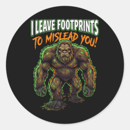 Pegatina Redonda Sasquatch Dejo Huellas Humor Criptid Divertido