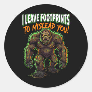 Pegatina Redonda Sasquatch Dejo Huellas Humor Criptid Divertido