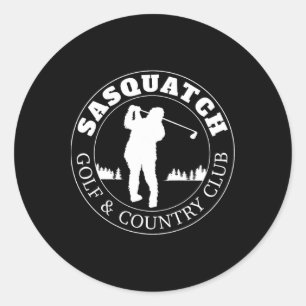 Pegatina Redonda Sasquatch Golf Bigfoot Humor