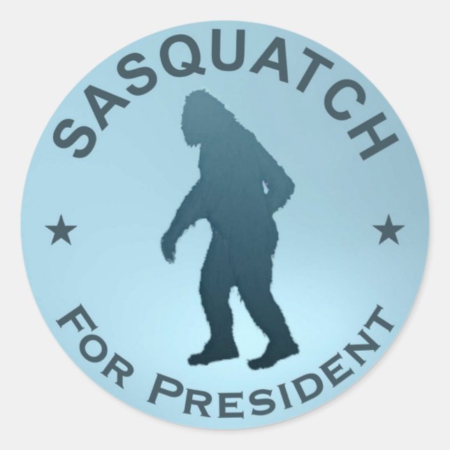 Pegatina Redonda Sasquatch Para Presidente (Anverso)