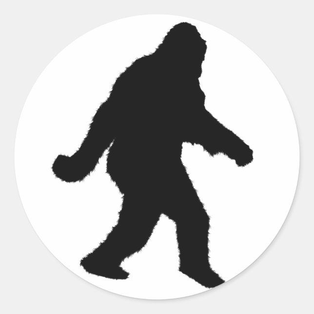 Pegatina Redonda Sasquatch Squatchin' Silhouette (Anverso)