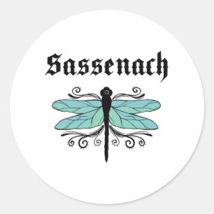 Pegatina Redonda Sassenach Dragonfly Outlander Amber Blue Gift Tee