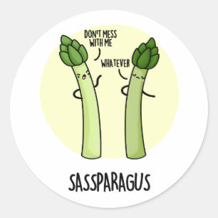 Pegatina Redonda Sassparagus Funny Asparagus Vegetable Pun