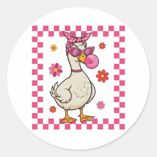 Pegatina Redonda Sassy y Silly Goose (Anverso)