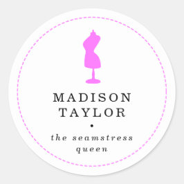 Pegatina Redonda sastre de marchas de moda | Blanco Mannequino Rosa