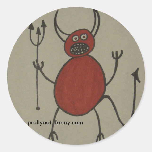 Pegatina Redonda satan tiene llaves (Anverso)
