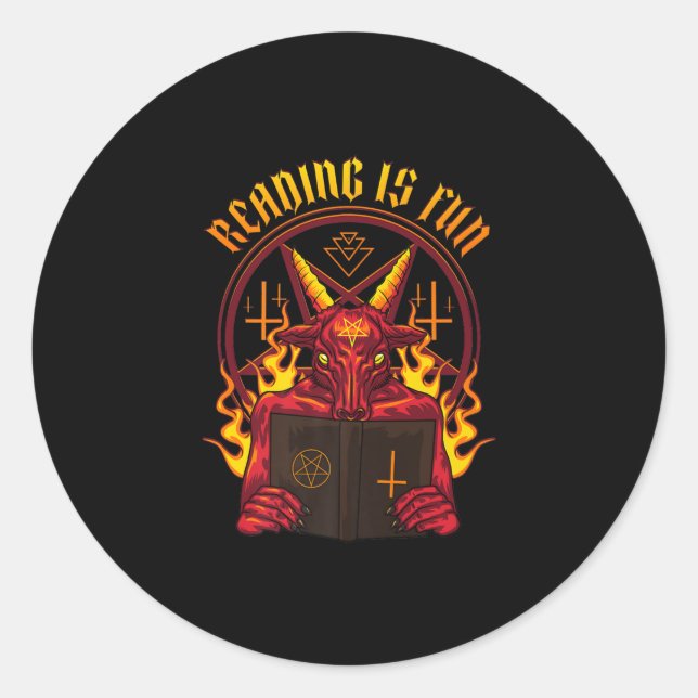Pegatina Redonda Satanic Pagan Goat Premium (Anverso)