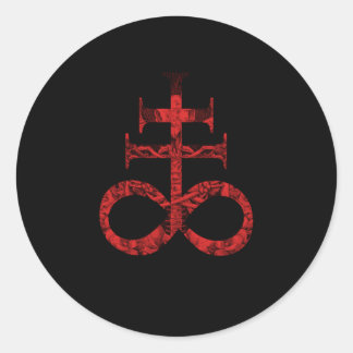 Pegatina Redonda Satánico Para El Satanista Occult Leviatán Cross B