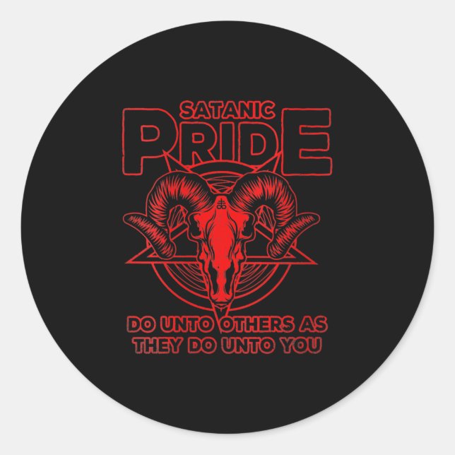 Pegatina Redonda Satanismo del orgullo satánico Pagan Goat Satan (Anverso)