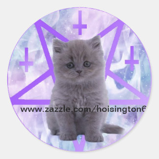 Pegatina Redonda satanista kitty para hoisington6