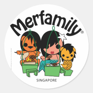 Pegatina Redonda Satay Merfamily® Singapur