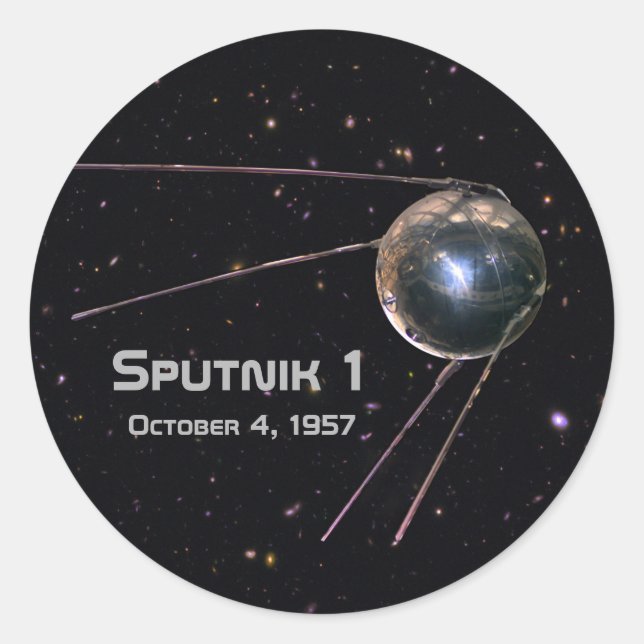Pegatina Redonda Satélite Sputnik 1 (Anverso)