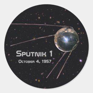 Pegatina Redonda Satélite Sputnik 1