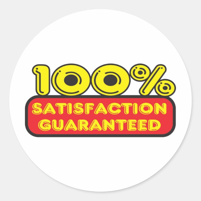 Pegatina Redonda satisfacción garantizada (Anverso)
