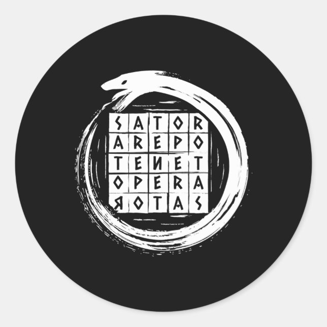 Pegatina Redonda Sator Rotas Square Ouroboros Uroboros (Anverso)