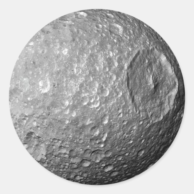 Pegatina Redonda Saturn Moon Mimas (Anverso)