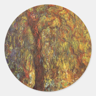 Pegatina Redonda Sauce llorón de Claude Monet, Arte fino vintage