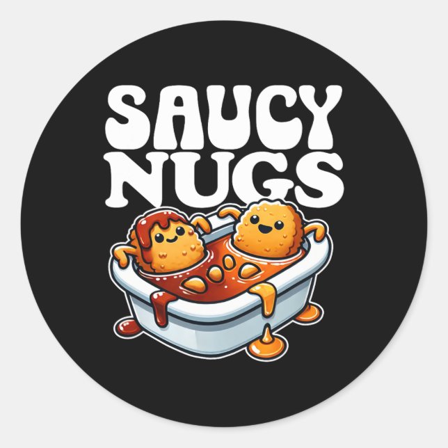 Pegatina Redonda Saucy Nugs Personalizado Food Funny Bbq Sauce Poll (Anverso)