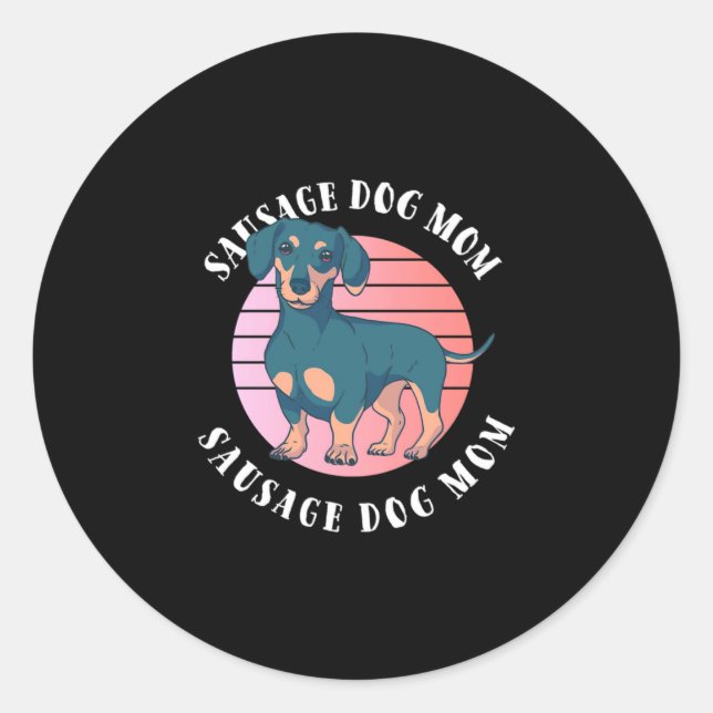 Pegatina Redonda Sausage Dog Mom (Anverso)
