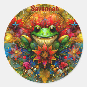 Pegatina Redonda SAVANNAH ~ Navidades SHINY FROG ~