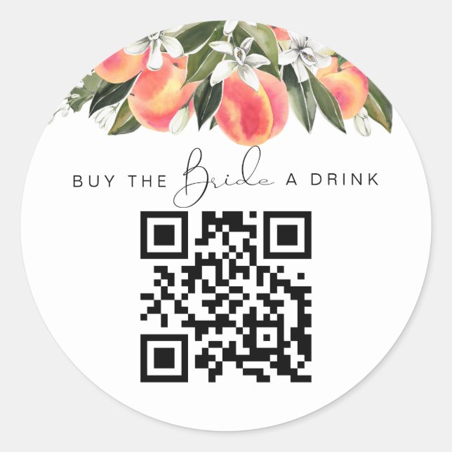 Pegatina Redonda SAVANNAH Peach Buy the Bride (Comprar a la novia u (Anverso)