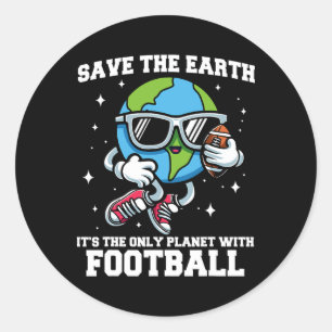 Pegatina Redonda Save Earth Football Design - Divertido Deporte del