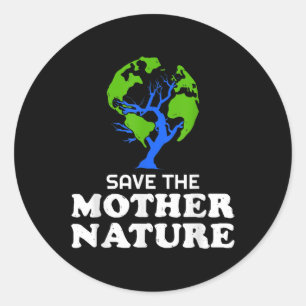 Pegatina Redonda Save Earth Planet Animal Welfare Environmental Pro
