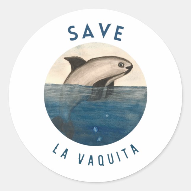 Pegatina Redonda Save La Vaquita (Anverso)