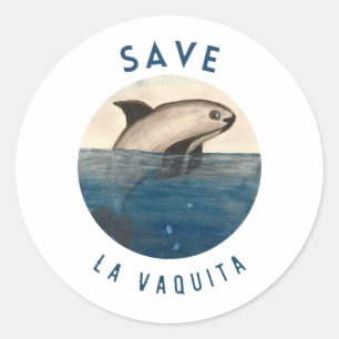 Pegatina Redonda Save La Vaquita